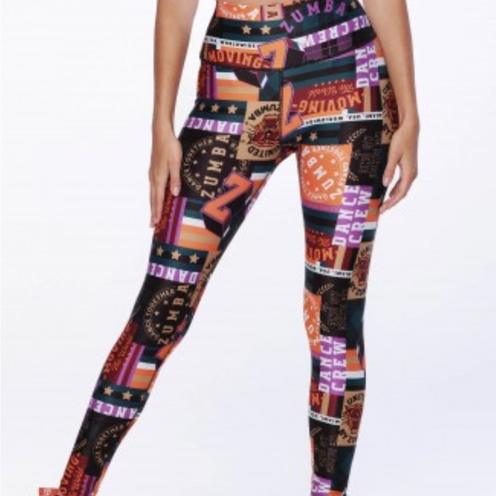 Zumba Fitness Multi-Color Graphic High-Waist Leggings